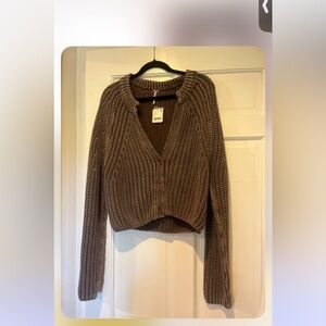 Free People Chocolate Knit Cardigan